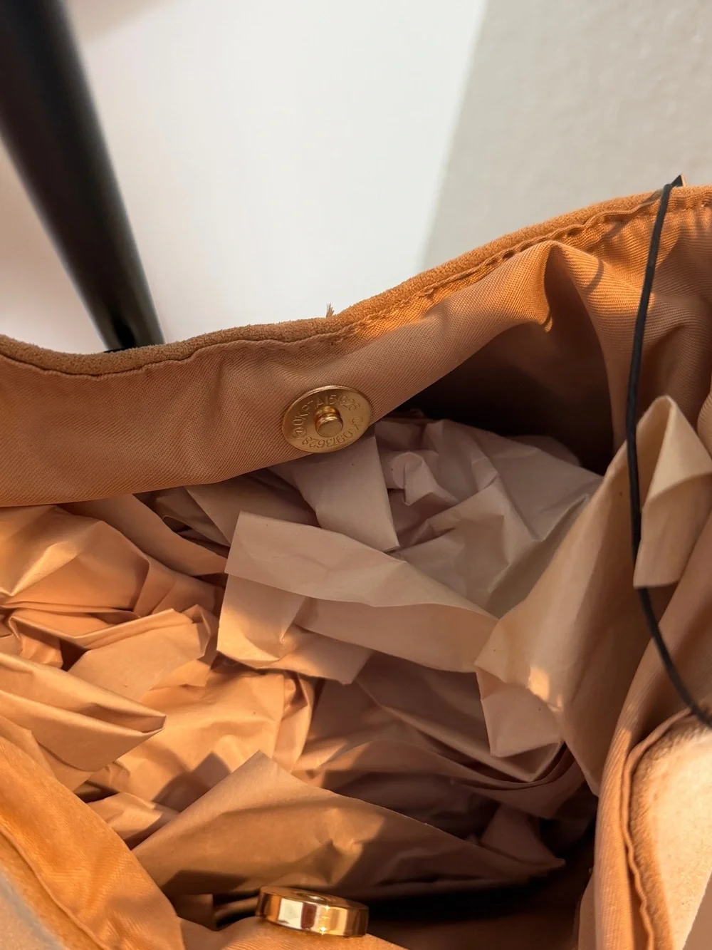 Tan Suede Studded Hobo Bag